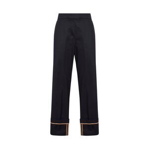 Herno Women Blue Cotton Gabardine Trousers With Turn-Up Hems
